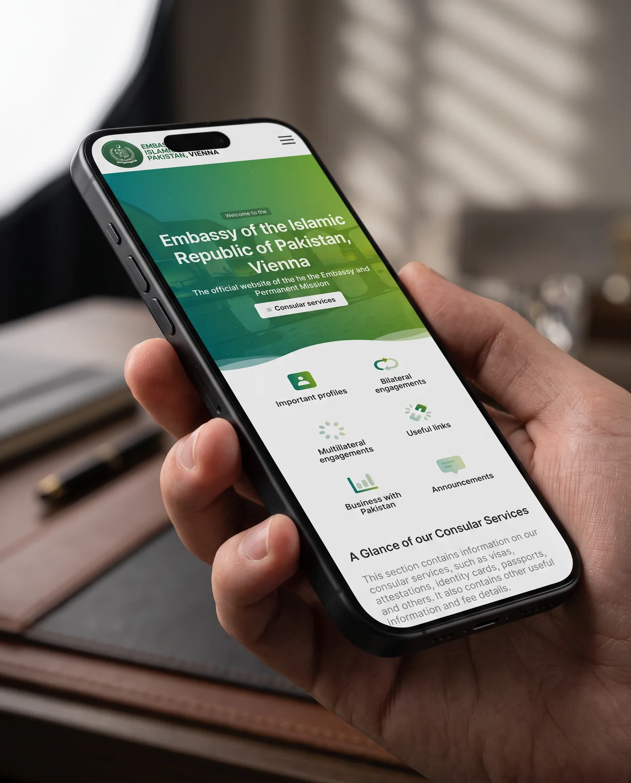 Website design – Ambassade du Pakistan Vienne | Aliphbay