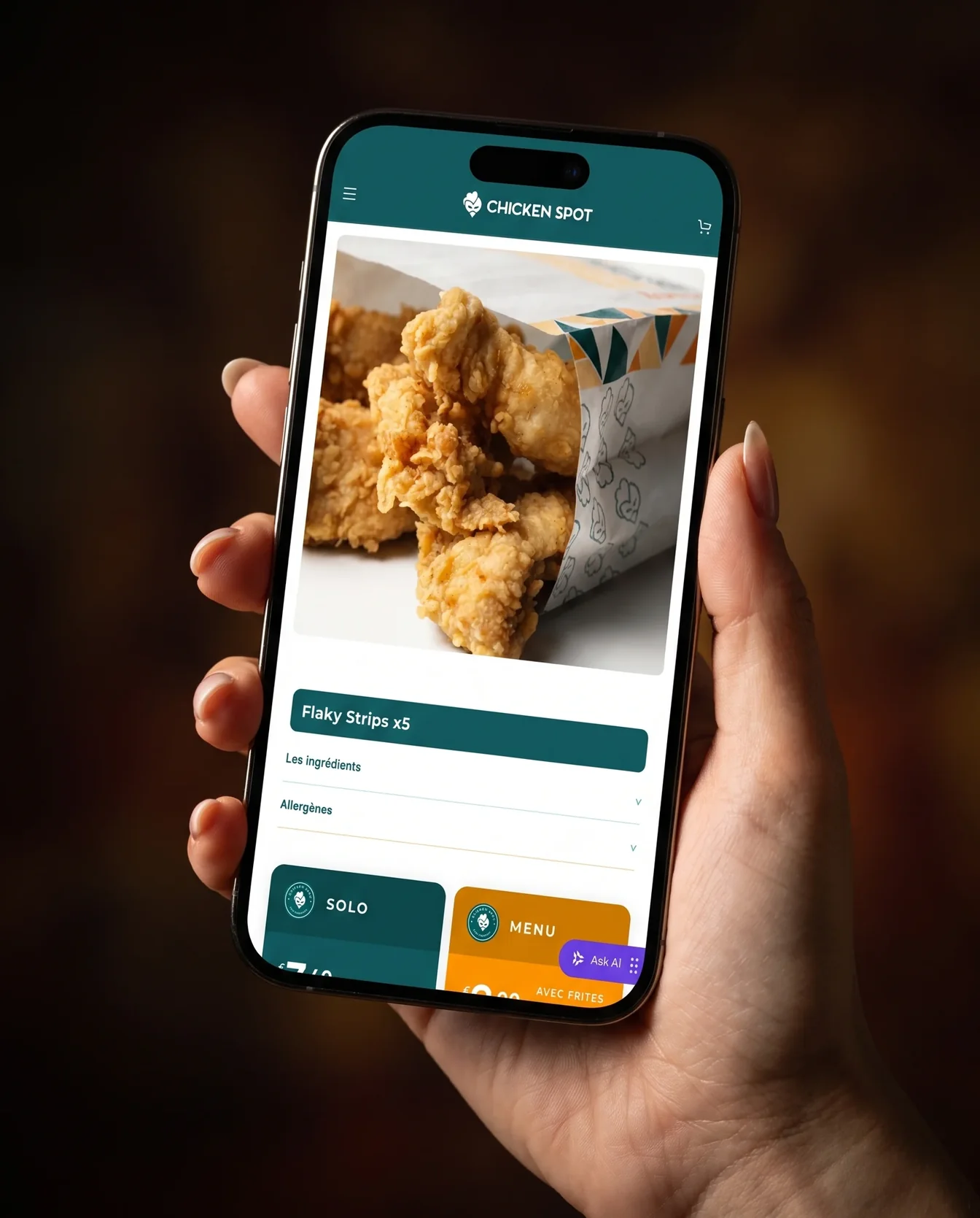 Mobile and app interface – Chicken Spot | Aliphbay