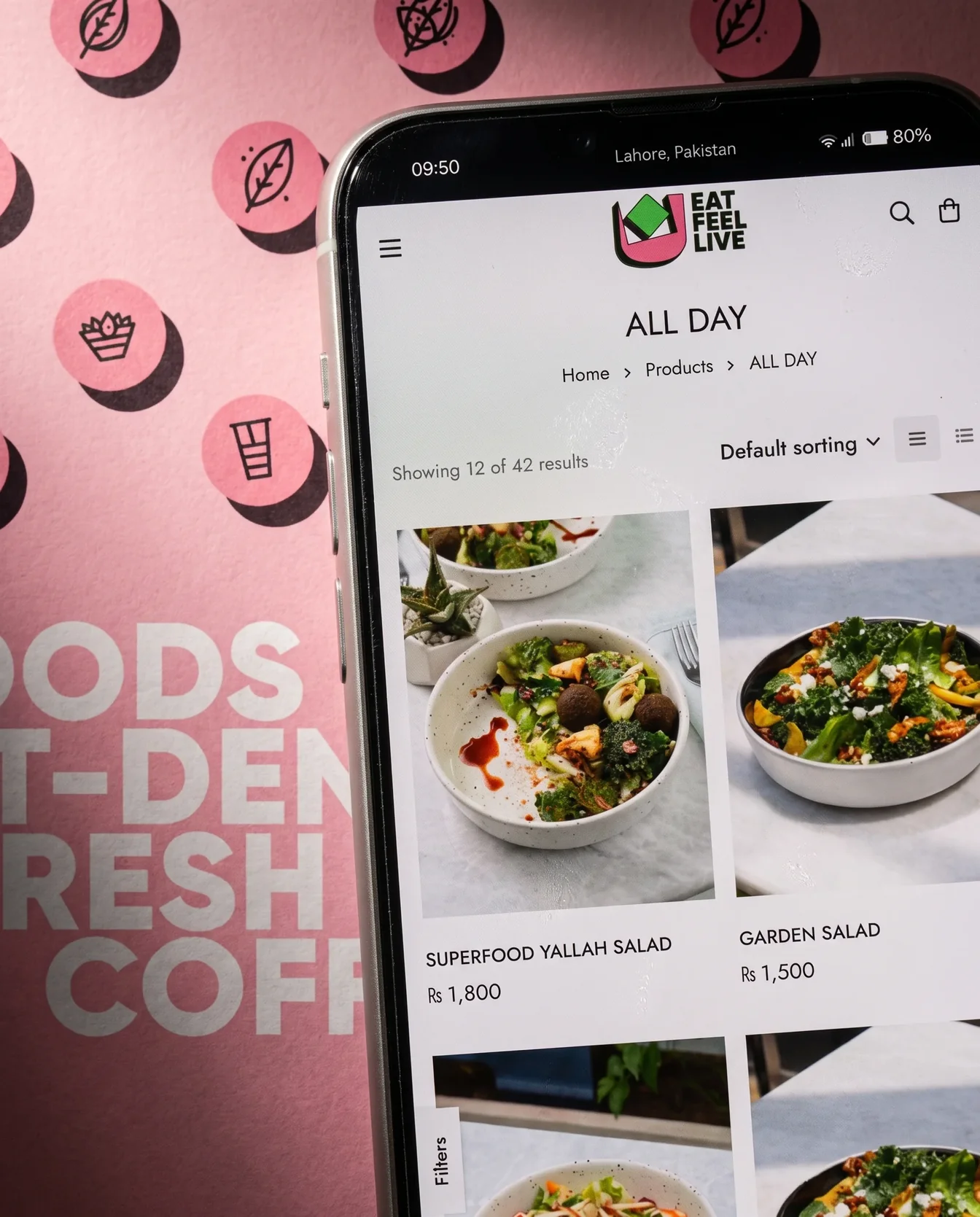 Mobile and app interface – Eat Feel Live | Aliphbay