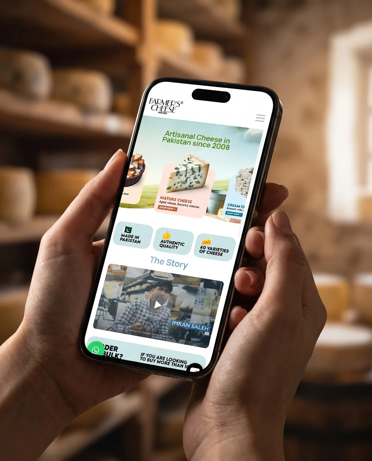 Mobile and app interface – Farmers Cheese | Aliphbay